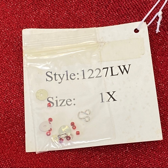 NWT Joseph A Red Knit Sequins Top Size 1X - Picture 10 of 13